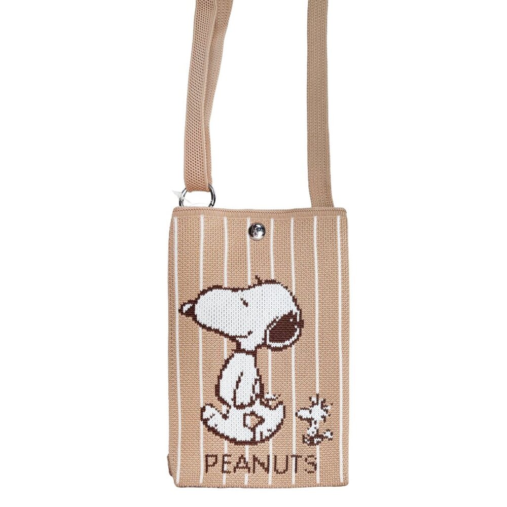 Peanuts Snoopy and Friends Knitted Brown Crossbody Bag